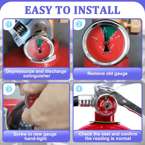 5PCS 100 PSI Pressure Gauge, 1/8" NPT Thread, Red Dial Fire Extinguisher