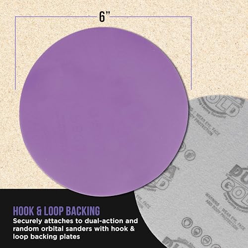 Dura-Gold Premium 1500 Grit 6" Purple Film Ceramic Sanding Discs, Box of 50 - style: 1500 Grit