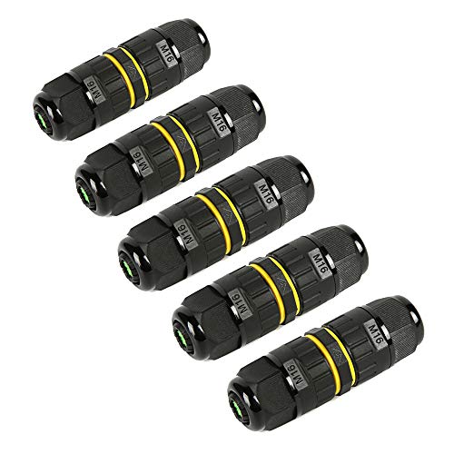 Junction Box Outdoor 2 Way Waterproof IP68 Electrical Cable Connector,M16 Wire Range(3.5-10mm),Suitable for Repair and Extend Power Cables,UL(5 Pack) - size: M16-2Pin