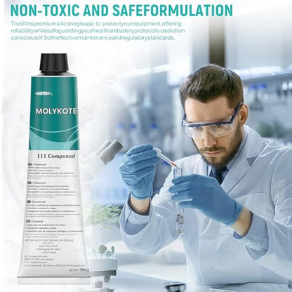 Molykote 111 Compound Valve Lubricant and Sealant 150g 5.3oz, Silicone Grease for O-Rings, Plug Valves, Seal & Protect Rubber & Plastic Components, Water Resistant, Low Volatility