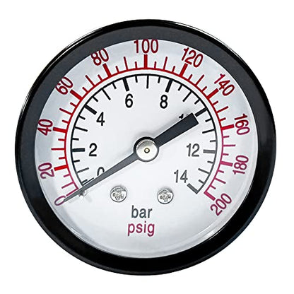 Beduan Air Pressure Gauge for Air Compressor 2" Dial Center Back Mount, 1/4" NPT,0-200 Psi - size: 1/4" NPT, style: 200 Psi