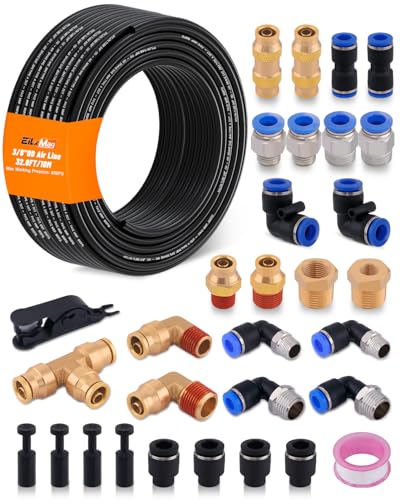 3/8" DOT Air Line Kit, 32.8FT SAE J844 PA Nylon Air Hose Tubing - size: 32 PCS