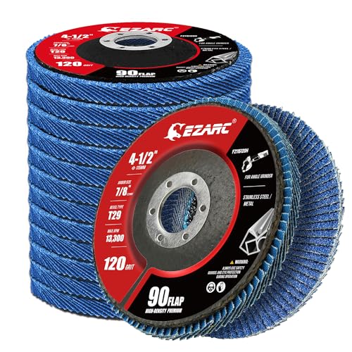 EZARC Zirconia Flap Discs 120 Grit High Density, 4.5x7/8", Type 29, 12-Pack - size: 120 GRIT, style: High Density Version