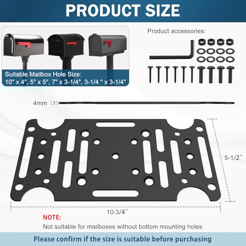 Mailbox Mounting Bracket - size: Black