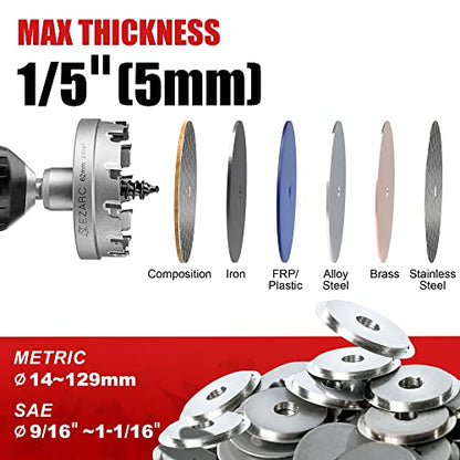 EZARC Carbide Hole Saw Heavy Duty, Hole Cutter for Stainless Steel, Sheet Metal 7/8" 22mm - size: 7/8" | 22mm, style: Single Pack