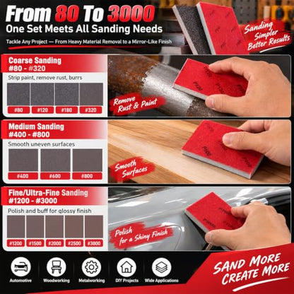 24 Pcs 2000 Grit Sanding Sponges, Wet Dry Sanding Blocks for Polishing - size: 24 PCS-2000 Grit
