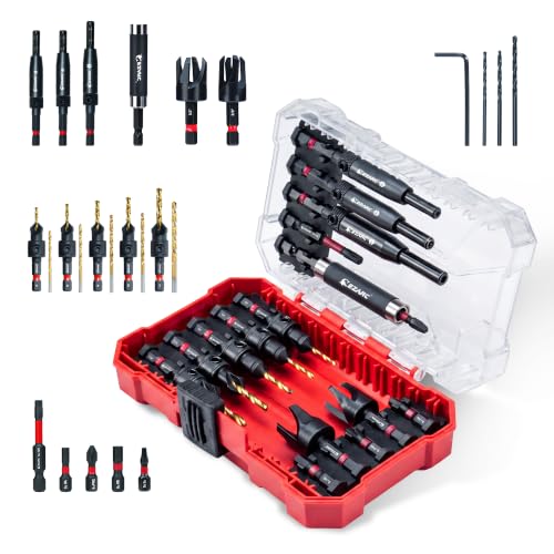 EZARC 25PCS Countersink Drill Bit Set with Self Centering Drill Bits