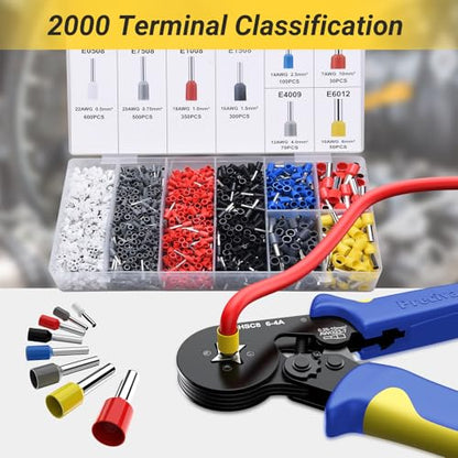 Preciva Ferrule Crimping Tool with 2000Pcs Wire Connectors, AWG23-7 - color: Blue