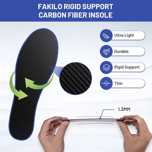 Carbon Fiber Insole 1 Piece, FAKILO Carbon Fiber Foot Plate Shoes Insert for Women Men, Rigid Support for Hallux Rigidus, Turf Toe, Foot Fractures, Mortons Toe - 223mm - size: 223mm - Women's Size 6-6.5, Men's 5-5.5