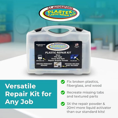 Plastex Plastic and Fiberglass Repair - Easily fix, Recreate Broken Plastic, Fiberglass Wood & More! Plastex Master Tech Kit - color: Master Kit (Black/White/Clear), size: 30 grams
