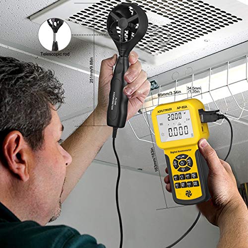 CFM Anemometer AP-856A Air Flow Meter with PC Connect to Download Data and HVAC Manometer Gas Pressure Meter AP-QX-1201 (2Packs)
