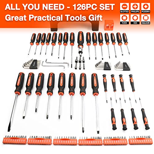 ValueMax 126-PC Magnetic Screwdriver Set with Plastic Racking Organizer, Magnetizer Demagnetizer, DIY Tools & Equipment for Men Women Mechanic, Herramientas Tool Bit Kit Home Improvement Gift - style: 126 PCS