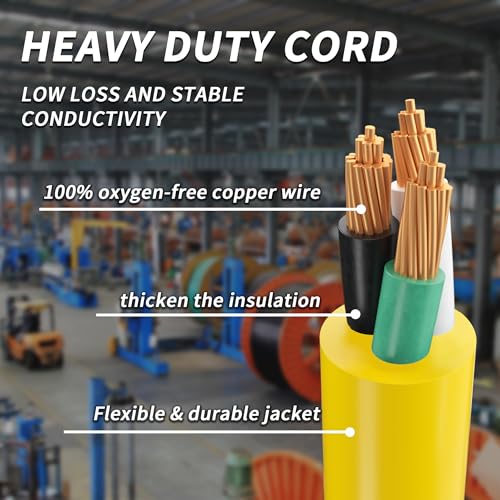 PlugSaf 100 FT 10 Gauge Outdoor Extension Cord with Multiple Outlets Yellow - size: 100FT
