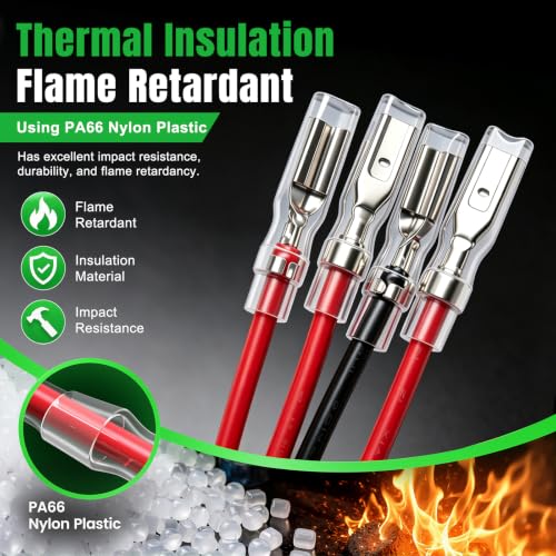 Twidec/20PCS 2.8mm Female Spade Crimp Terminal,Electrical Insulated Terminals with 20cm Cable,Quick Connectors with Insulating Sleeve Red＆Black Female Spade Connectors Assortment Kit - size: 2.8mm
