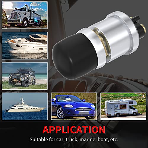 DaierTek Push Button Starter Switch 12V / 24V Waterproof Push Start Button 50A Heavy Duty Momentary Weatherproof for Horn Engine Car Truck Tractor Boat - size: 1Pc