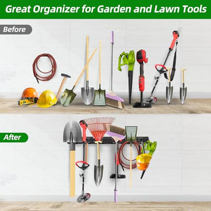 PIYILO Garage Wall Organizer, 48 inches Adjustable Garden Tool Organizer - size: 48 inch 6-Hook