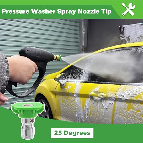 Pressure Washer Tips, 25 Degree Green Nozzle for Clean Cars, 7 Pack - color: Green