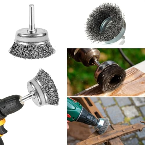 2 Inch Wire Cup Brush Set for Drill - 1/4 Inch Round Shank Abrasive Wire Cup Brush - Stainless Steel Crimped Carbon Steel Brush for Rust,Cleaning,Deburring,Removing Paint - style: 4pcs