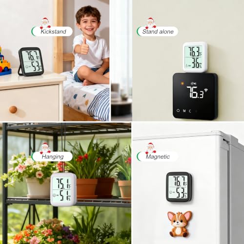 Antonki 2 Pack Room Thermometer Indoor Hygrometer - color: 2 Pcs* Black & White
