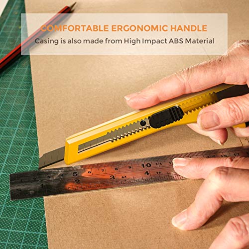 Nicpro 15 PCS Utility Knife Box Cutters Retractable Razor Knife 9mm with 30 PCS Extra Snap Off Blades for Lightweight Office, Home, Arts Crafts, Hobby (Pack of 2) - style: Ergonomic