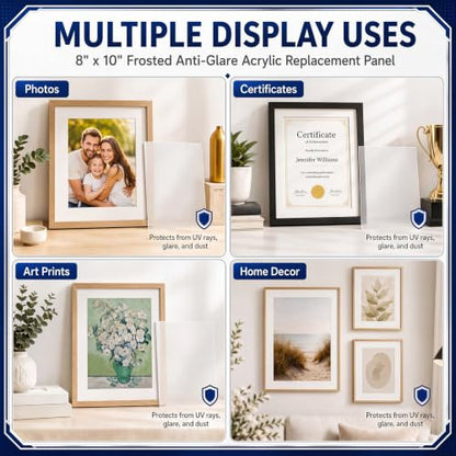 Junkin 6 Pack 8 x 10 Inch Non-Glare Acrylic Sheet for Picture Frame - size: 8 x 10 Inch