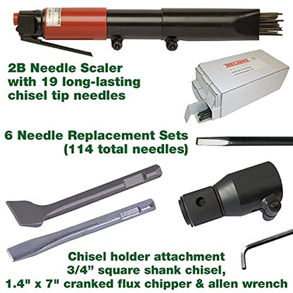 CS Unitec | 121.2099 Chisel Basic Kit | Industry Standard 2B 19-Needle & Scaler Kit – Reliable Performance for Any Job – Made in England - style: (E) 2B Needle/Chisel Scaler Basic Kit