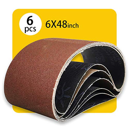 6 x 48 Inch 120 Grit Sanding Belt | Premium Aluminum Oxide Sanding Belt | Premium Sander Sandpaper – 6 Pack - size: 120 Grit