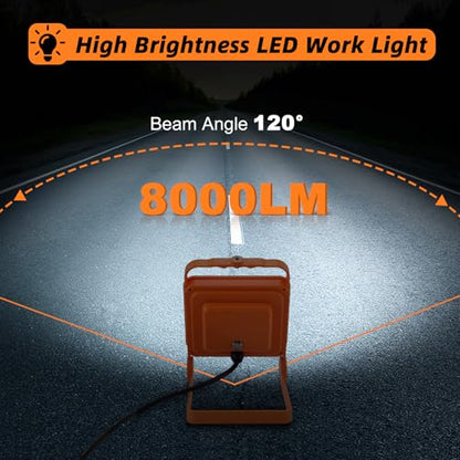 No Burn Risk 50W LED Work Light 2-Pack,8,000LM 5000K Daylight - color: Orange