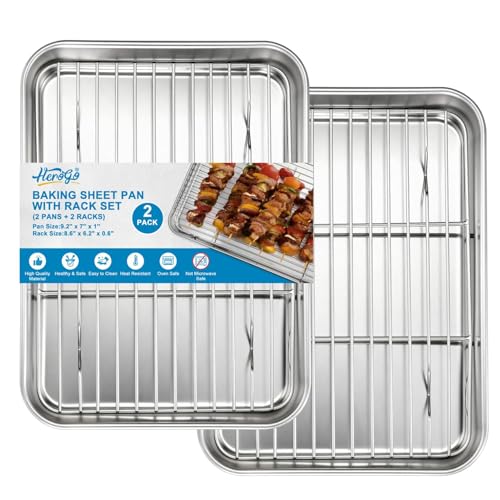 Herogo Small Stainless Steel Baking Sheet with Rack Set, 9.2'' x 7'' x 1'' - size: 9.2 x 7 x 1 inch