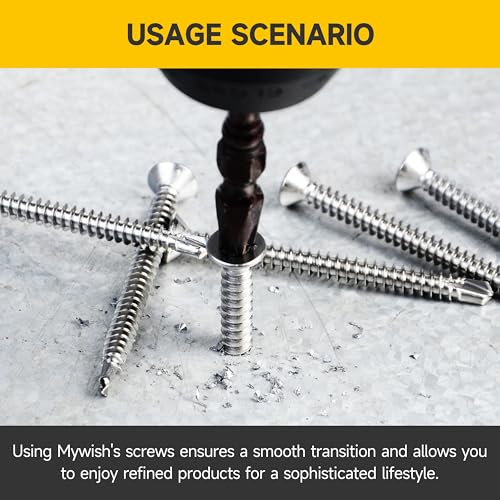 Mywish (600Pcs) #8 x 1/2" Self Tapping Screws for Metal, Flat Phillips Head 410 Stainless Steel Sheet Metal Screws, Self Drilling Mouting Screws for Metal Plastic & Wood - size: #8 x 1/2"