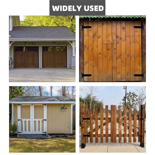 Heavy Duty Strap Gate Hinges 8 Inch, Black Carbon Steel T Shape Lift Off Hinges, 180° Open Bolt-On Hinges for Fence, Barn Door, Shed, Wooden Gates, 2 Pack - style: Style3