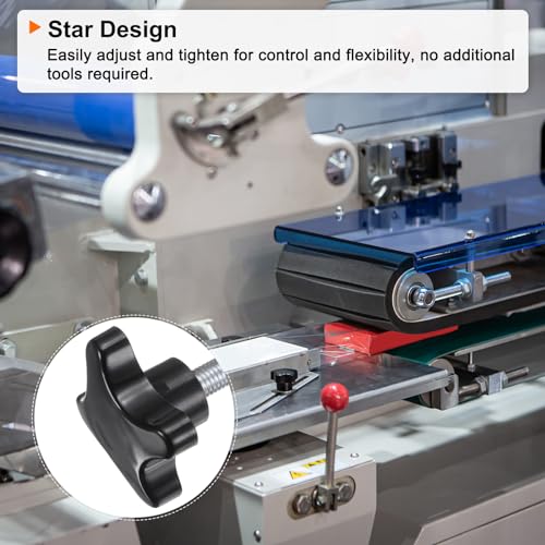 HARFINGTON 2pcs Star Knobs M10 x 45mm Male Thread Plastic 4-Star Stud Knob Hand Tightening Clamping Screw Replacement Threaded Handle, Black - size: M10 x 45mm
