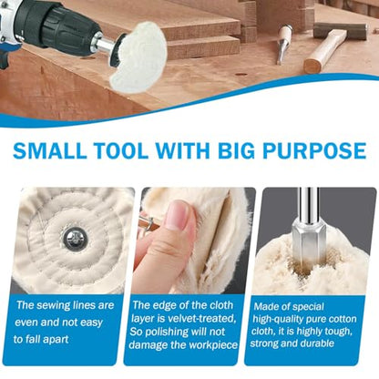 6PCS Drill Buffing Wheels with 3PCS Polish Compound,Wheel Polishing Buffing Pads for Drill,Wheel Shaped Polishing Tool for Metal,Stainless Steel,Jewelry,Wood,Plastic, Ceramic,Glass and etc - color: 6PCS