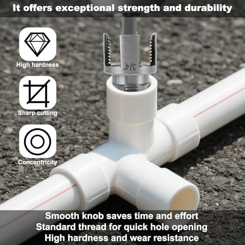 3 Pcs Pipe Threading Tool, Dual-Function Integrated Internal & External Thread Cutter PVC Threader Cutting Kit for 1/2" 3/4" & 1" PVC/Plastic Pipe Compatible with Electric Drills - style: Style 1