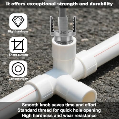 3 Pcs Pipe Threading Tool, Dual-Function Integrated Internal & External Thread Cutter PVC Threader Cutting Kit for 1/2" 3/4" & 1" PVC/Plastic Pipe Compatible with Electric Drills - style: Style 1