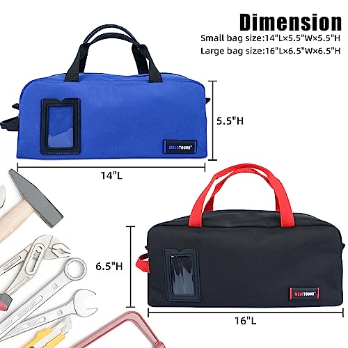 MELOTOUGH Canvas Tool Bag Heavy Duty Tool Tote Bag Combo Kit-1 Medium & 1 Big Tool Organizer Bags for Electrician,Technician,Carpenter (Black&Blue) - color: A-Black & Blue