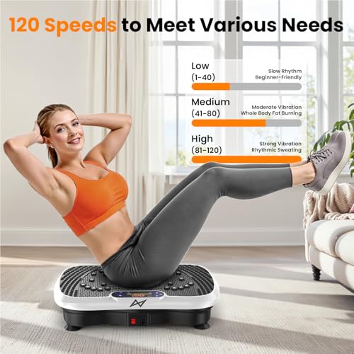 AXV Vibration Plate Exercise Machine Fitness Platform Body Vibrating Board - color: BT.PRO.WHITE