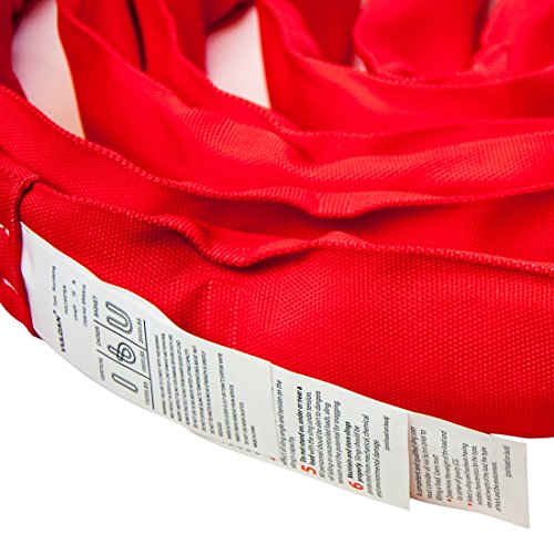 VULCAN Round Sling - Heavy Duty - 10 Foot - Red - Safe Working Load of 13,200 Lbs. (V) - 10,600 Lbs. (C) and 26,400 Lbs. (B) - size: Red - 10 Foot