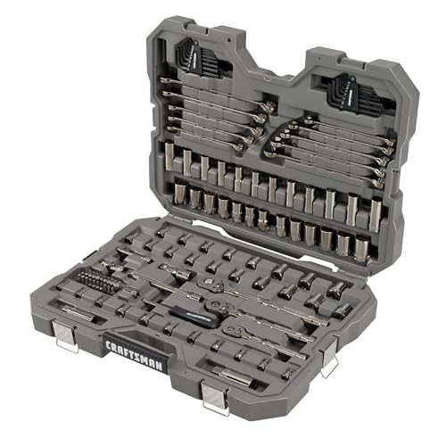 CRAFTSMAN OVERDRIVE 121-Piece Gunmetal Chrome Mechanics Tool Set, Standard SAE/Metric Socket Set, with Hard Case (CMMT99121L)