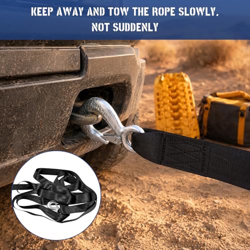 Trailer Winch Strap, 2" x 13.1' 10000 lbs Hand Crank Strap Replacement with Safety Snap Hook, Heavy Duty Strengthened Polyester Emergency Towing Rope for Truck SUV Boat - color: 2"×13.1'