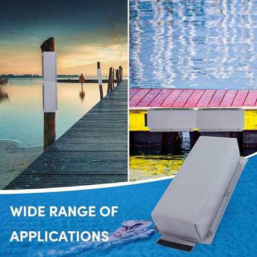 Dock Bumper,Dock Bumper Guard with Screws,Boat Dock Bumper for Boat Dock Vertical Pole Post or Corner Dock,PVC Piling Bumper-Post Bumper for Horizontal Deck or Pier Fenders - style: Grey 4Pack Total 64IN