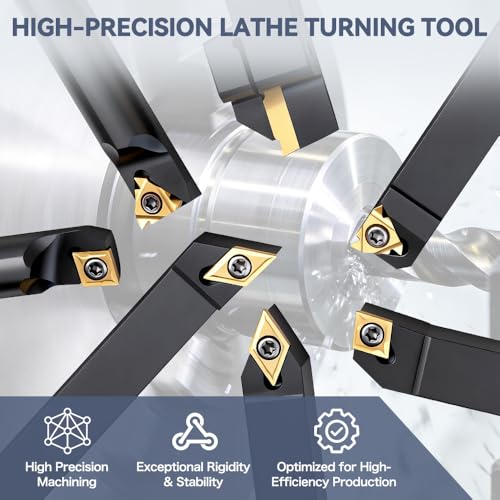 Indexable Lathe Turning Tools 21pcs Kit，5/8'' 16mm Shank - style: 7pcs 5/8'' 16mm Shanks +14pcs Inserts