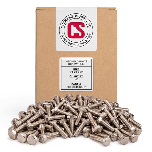 Chenango Supply 1/4-20 x 3/4" Stainless Hex Head Bolts - size: 1/4" X 3/4"