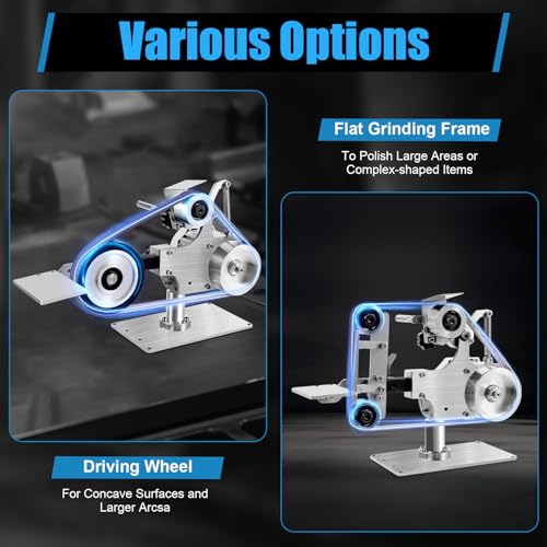 Electric Belt Sander - Bench Polishing Grinder, Desktop Vertical Horizontal 30" x 1" Machine, 550W Brushless Motor Fixed Angle Opening Polisher Sharpener