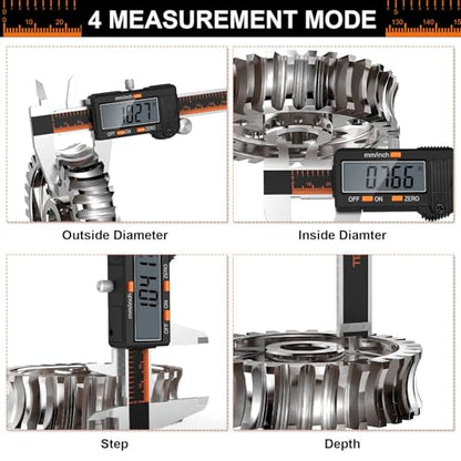 HARDELL Digital Caliper 6 Inch, Caliper Measuring Tool with Large LCD - size: 6 Inch