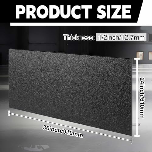 Sasylvia 1/2" X 24" X 36" Black HDPE Sheet,Textured Front & Smooth Back - color: Black, size: 1/2" x 24" x 36"