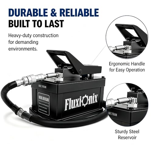 Air Hydraulic Pump 10,000 PSI, 1.7L Reservoir,NPT 1/4" Inlet, NPT 3/8" Oil Outlet, Hydraulic Pump Air Hydraulic Foot Pump with 6.6ft Pipe, Black - color: Black