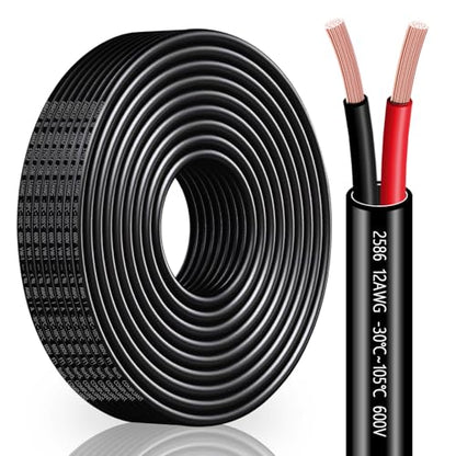 12 Gauge Wire 2 Conductor,12 AWG Electrical Wire Stranded PVC Cord Oxygen-Free Copper Cable,26FT 2 Core Pure Copper Flexible Cable Wire for LED Lamp Lighting Strips Automotive (12AWG-2C, 26FT)… - size: 26FT, style: 12AWG-2C