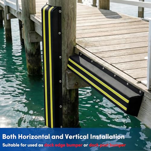Dock Bumpers 36 Inch/48 Inch/58 Inch/72 Inch, Boat Dock Bumpers with Upgrade Reflective Strip and Stainless Steel Screws, Dock Fenders Bumper Guards Marine Grade (Black/White/Gray) -1 Pack 2 Pack - color: Black, style: 58in-2pack