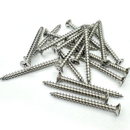 5 x 20mm Screw, Flat Head, Phillips Drive, Self Drilling, 304 Stainless Steel Drywall Wood Screws 100Pcs - size: 5 x 20mm